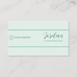 Mint Green Cleaning Service Maid Logo Business Card