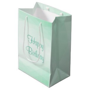 Mint Green Colour Elegant Happy Birthday Modern Medium Gift Bag