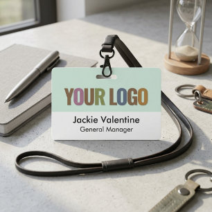 Mint Green Colourful Logo Modern Employee ID Badge