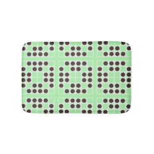 Mint Green Cream And Chocolate Chip Quilt Pattern Bath Mat