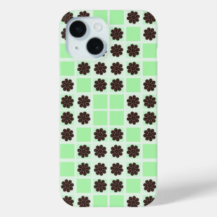 Mint Green Cream And Chocolate Chip Quilt Pattern iPhone 15 Case