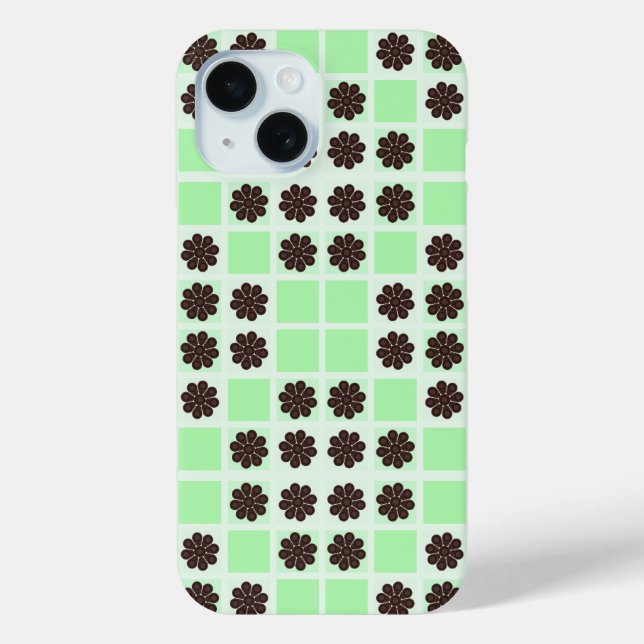 Mint Green Cream And Chocolate Chip Quilt Pattern Case-Mate iPhone Case (Back)