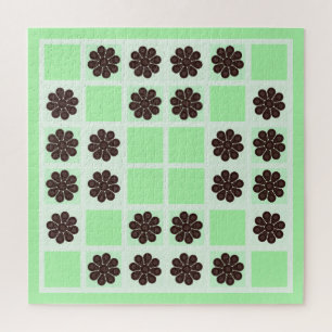 Mint Green Cream And Chocolate Chip Quilt Pattern Jigsaw Puzzle