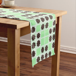 Mint Green Cream And Chocolate Chip Quilt Pattern Short Table Runner