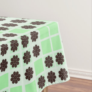 Mint Green Cream And Chocolate Chip Quilt Pattern Tablecloth