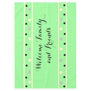 Mint Green Cream Grey Polka Dots Friends Tablecloth