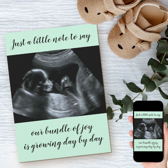 Mint Green Custom Sonogram Photo Pregnancy Announcement (Creator Uploaded)