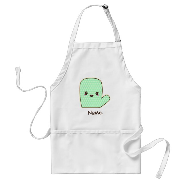 Mint Green Cute Oven Mitt Cartoon Standard Apron (Front)