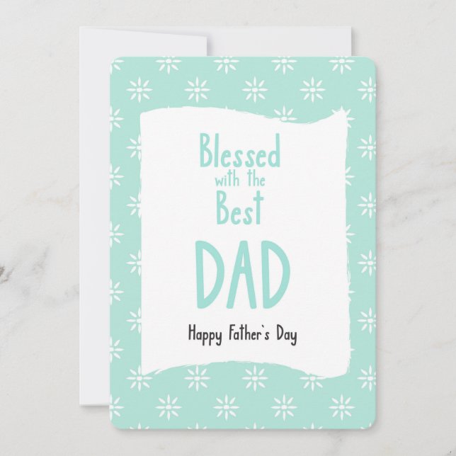 Mint Green Daisy Best Dad Card (Front)