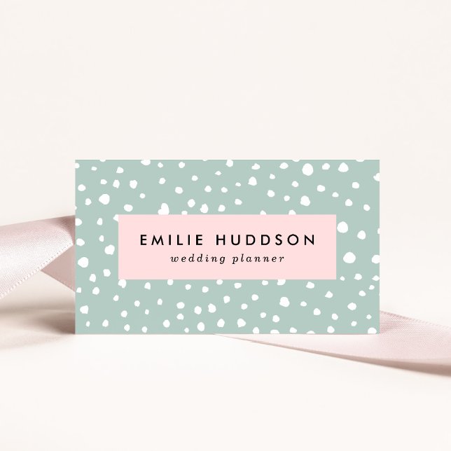 Mint Green Dalmatian Spots, Dalmatian Dots, Dotted Business Card (Creator Uploaded)