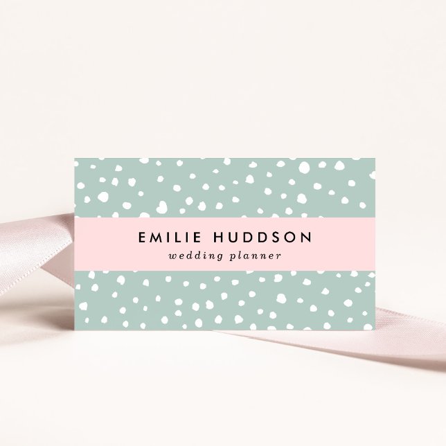 Mint Green Dalmatian Spots, Dalmatian Dots, Dotted Business Card (Creator Uploaded)