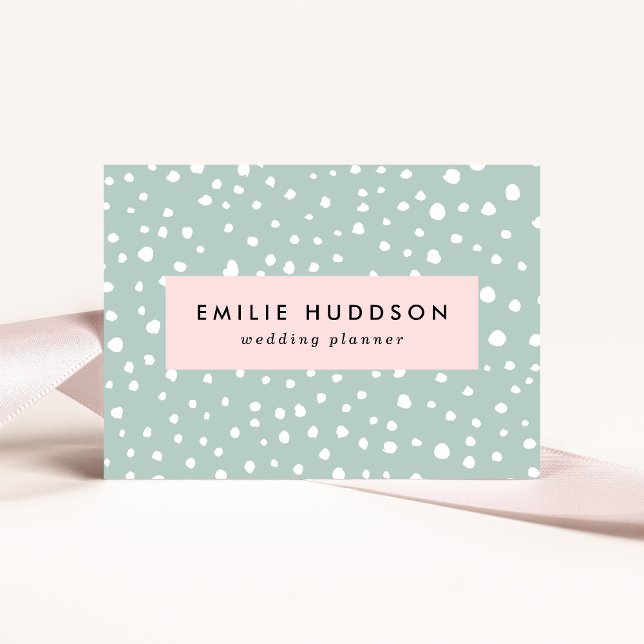 Mint Green Dalmatian Spots, Dalmatian Dots, Dotted Business Card (Creator Uploaded)