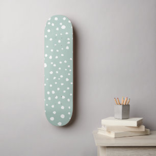 Mint Green Dalmatian Spots, Dalmatian Dots, Dotted Skateboard