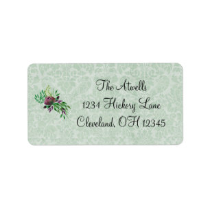 Mint Green Damask Address Labels