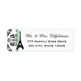 Mint Green Damask Eiffel Tower