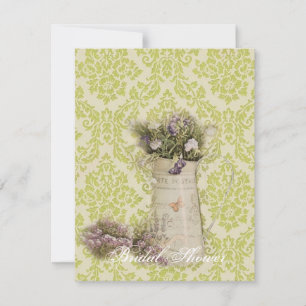 mint green damask floral country bridal shower invitation