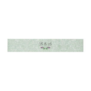 Mint Green Damask Invitation Belly Band