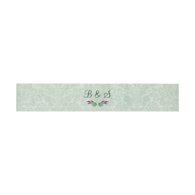 Mint Green Damask Invitation Belly Band (Flat)
