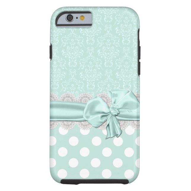 Mint Green Damask iPhone 6 case (Back)