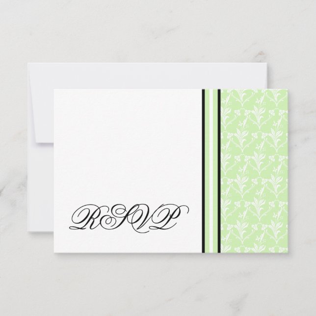 Mint Green Damask RSVP Response Card (Front)