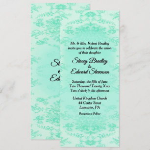 Mint Green Damask Wedding Invitation