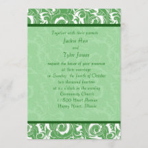 Mint Green Damask Wedding Invitation