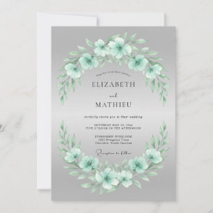 Mint Green Delicate Bloom Wedding Invitation