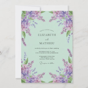 Mint Green Delicate Lavender Wedding Invitation