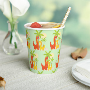 Mint Green Dinosaur Paper Cup for Kids Parties