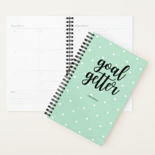 Mint Green Dots and Black Typography Goal Getter Planner