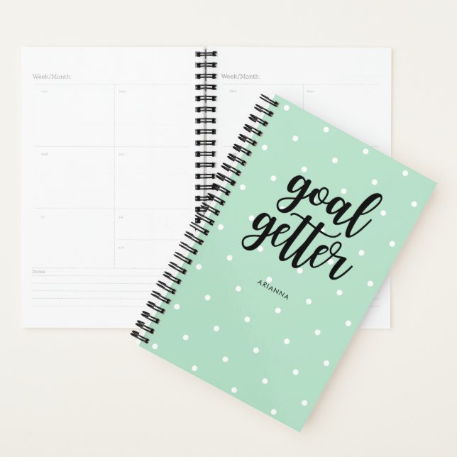 Mint Green Dots and Black Typography | Goal Getter Planner (Display)