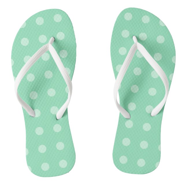 Mint Green Dots Trendy Template Rustic Design Jandals (Footbed)