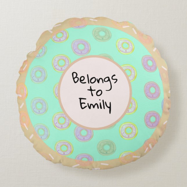Mint Green Doughnut Touch Round Pillow  (Front)