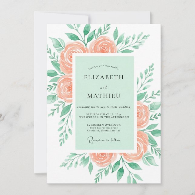 Mint Green Effervescent Spring Wedding Invitation (Front)