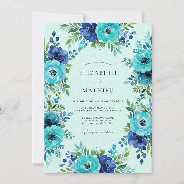 Mint Green Effervescent Summer Wedding Invitation (Front)
