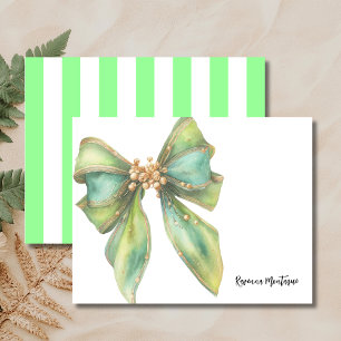 Mint Green Elegant Big Bow Thank You Note Card