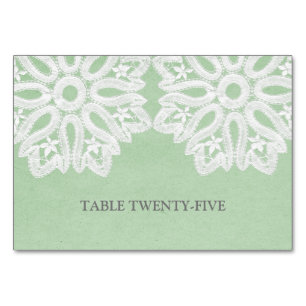 Mint Green Elegant Lace Table Card