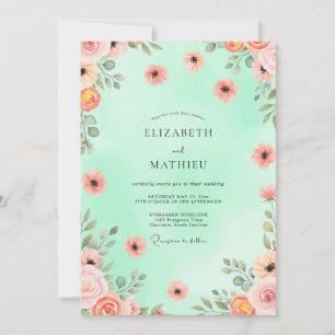 Mint Green Elegant Spring Wedding Invitation