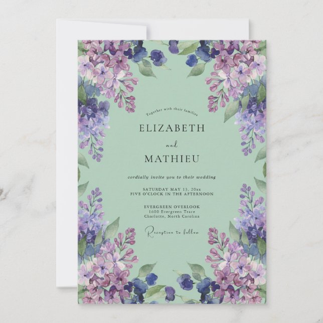 Mint Green Enchanting Floral Wedding Invitation (Front)