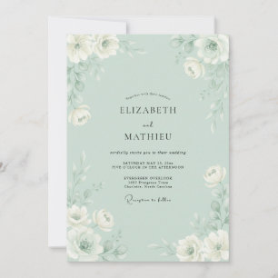Mint Green Ethereal Bloom Wedding Invitation