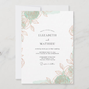Mint Green Ethereal Romantic Wedding Invitation