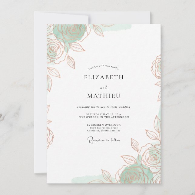 Mint Green Ethereal Romantic Wedding Invitation (Front)