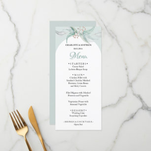 Mint Green Eucalyptus Watercolor Hand-painted Menu