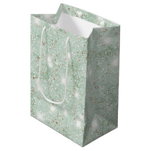 Mint Green Faux Glitter Birthday Medium Gift Bag