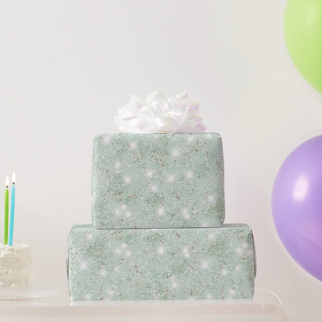 Mint Green Faux Glitter Birthday Wrapping Paper (Party Gifts)