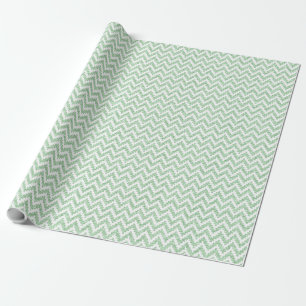 Mint-Green Faux Glitter & White Ikat Chevron Wrapping Paper