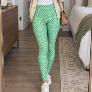 Mint Green Fish Scales Leggings