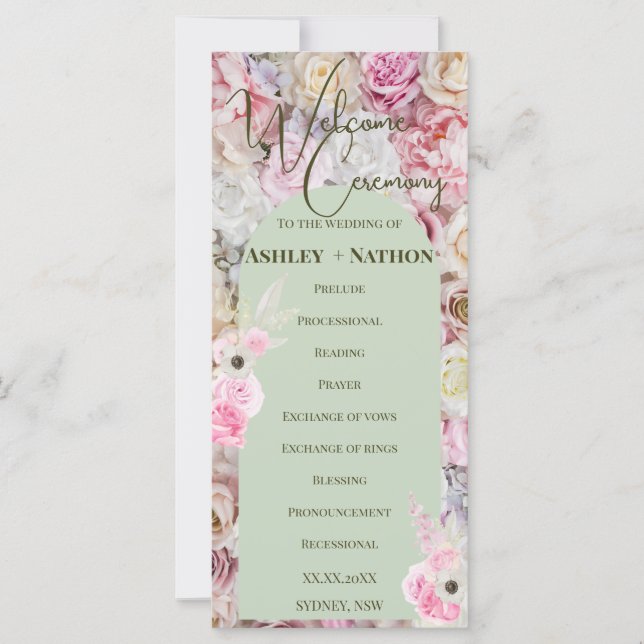 Mint Green Floral Arch Summer Wedding Ceremony  (Front)
