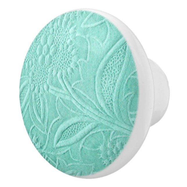 Mint Green Floral Ceramic Knob (Right)