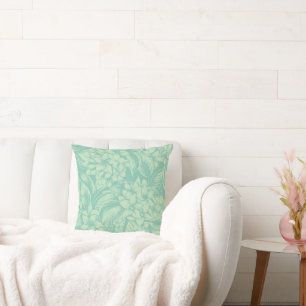 Mint Green Floral Cushion